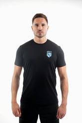 Amico Black Baby Blue Fist Crest Tee
